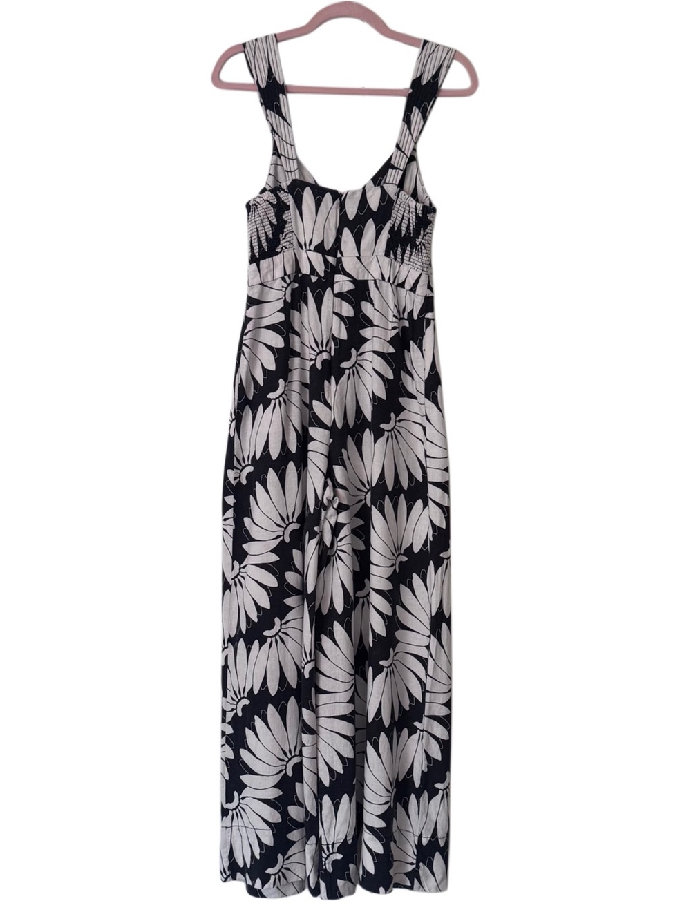 FARM RIO COPACABANA BLACK & WHITE FLORAL WIDE LEG JUMPSUIT SIZE SMALL - Picture 6 of 9